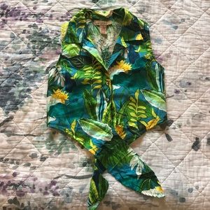 2/$15 TELLURIDE Tropical Button Up Tie Front